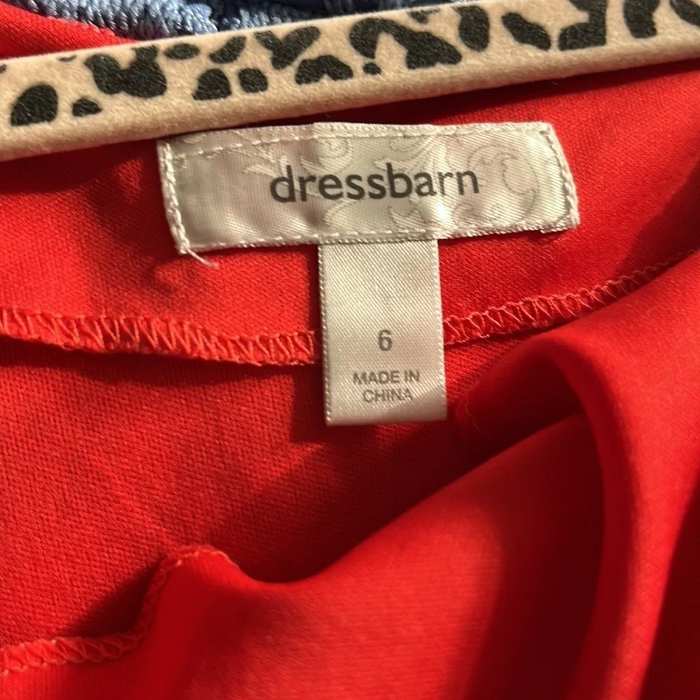 Dress barn womens fit and flare lace orange cap sleeve dress size 6